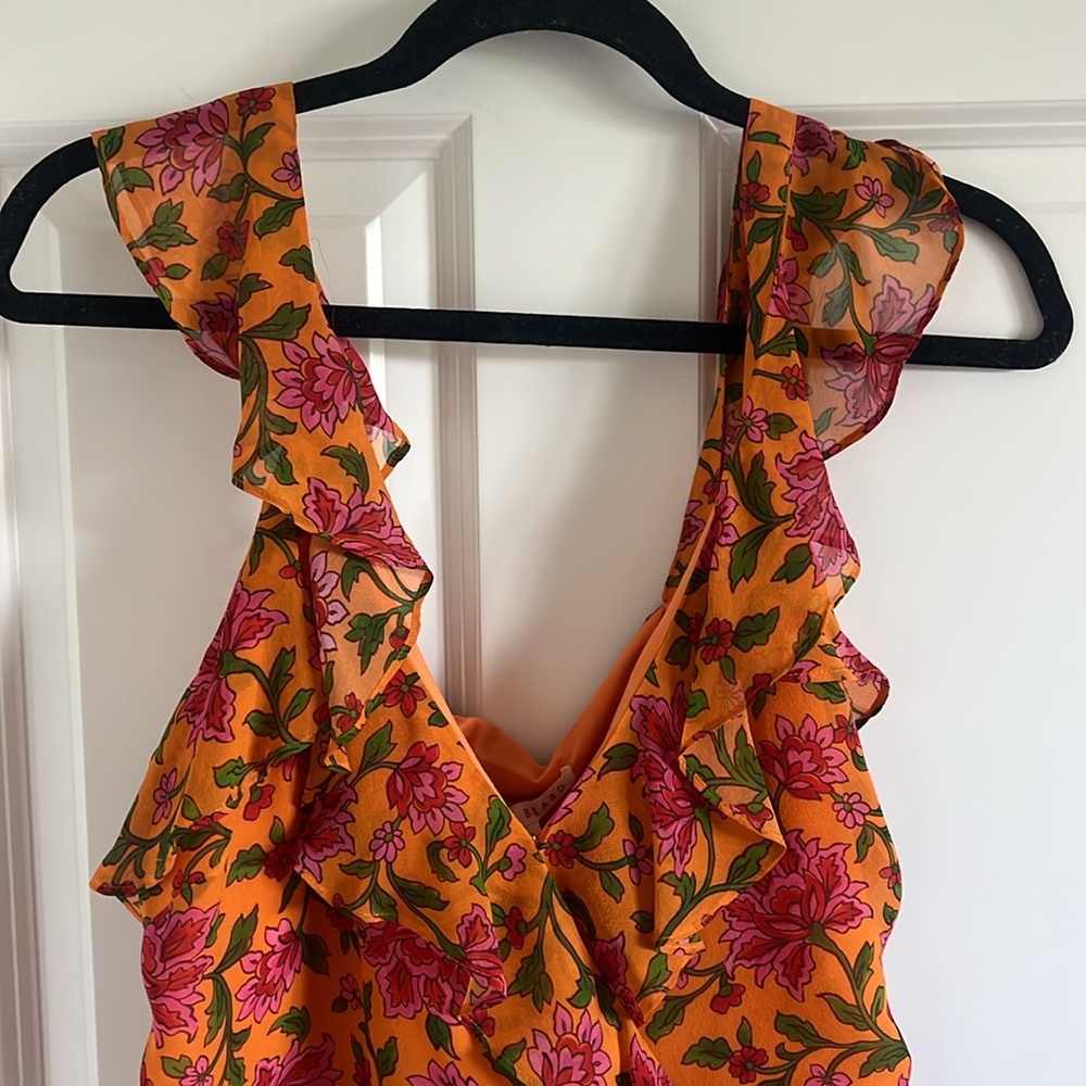 Veronica Beard Randa Ruffle Floral Silk Top Size 12 - Picture 2 of 9